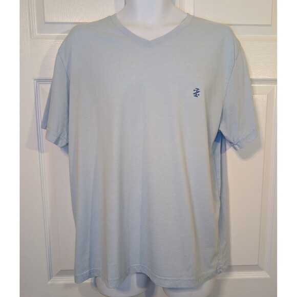 IZOD Mens Short Sleeve T-Shirt Solid Blue Size XL V-Neck Short Sleeve Minimalist - Picture 1 of 10